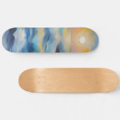 Schilderij van lichtblauwe zee golven onder de zon persoonlijk skateboard (Horizontaal)