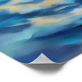 Schilderij van lichtblauwe zee golven onder de zon poster (Hoek)