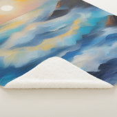 Schilderij van lichtblauwe zee golven onder de zon sherpa deken (3/4)