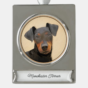 Schilderij van Manchester Terrier Originele Dier K Verzilverd Banner Ornament