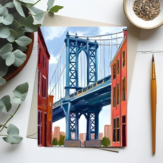 Schilderij van Manhattan Bridge New York City Briefkaart