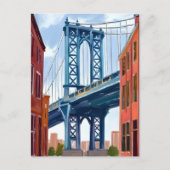 Schilderij van Manhattan Bridge New York City Briefkaart (Voorkant)