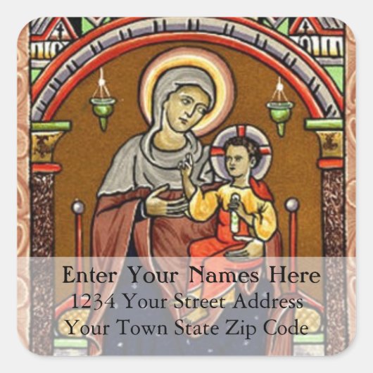  Schilderij van Maria en Jezus Adresseer Label (Voorkant)