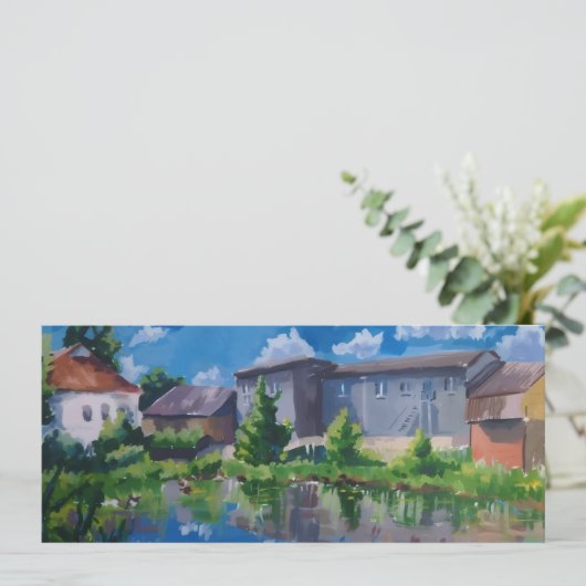 Schilderij van meer in het landschap op ansichtkaa kaart (Staand voorkant)