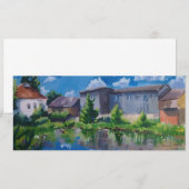 Schilderij van meer in het landschap op ansichtkaa kaart (Voorkant / Achterkant)
