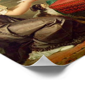  schilderij van  meisje en Schattigee dikke kat Poster (Hoek)