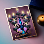 Schilderij van Menorah Happy Chanoeka Gold Paarse Folie Feestdagenkaart<br><div class="desc">Schilderij van Menorah Happy Chanoeka Gold Paarse</div>