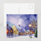 Schilderij van met sneeuw bedekte huizen in de win feestdagenkaart (Voorkant / Achterkant)