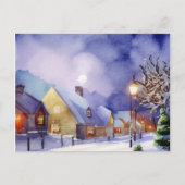 Schilderij van met sneeuw bedekte huizen in de win feestdagenkaart (Voorkant)