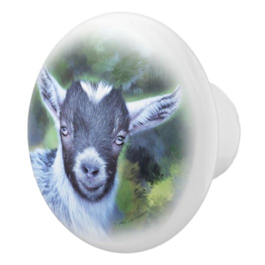 Schilderij van mijn Pygmee Geit Savannah Keramische Knop (Rechts)