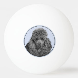 Schilderij van Miniatuur Toy Poodle Zwart Originel Pingpongbal