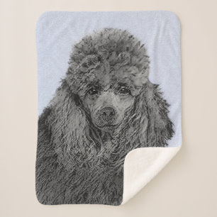 Schilderij van Miniatuur Toy Poodle Zwart Originel Sherpa Deken