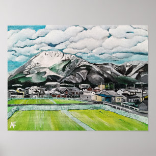 Schilderij van Mount Fuji door Alfred Fox Poster