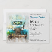 Schilderij van Old Truck verjaardagsuitnodiging Kaart (Achterkant)