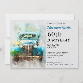 Schilderij van Old Truck verjaardagsuitnodiging Kaart