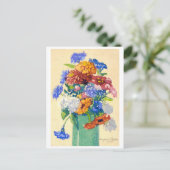 Schilderij van oma's pioenrozen briefkaart (Staand voorkant)