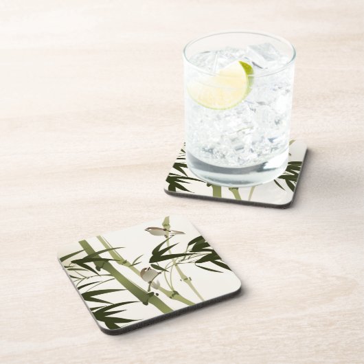 schilderij van oosterse stijl, bamboe-takken bier onderzetter (Rechterzijde)