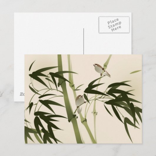 schilderij van oosterse stijl, bamboe-takken briefkaart (Voorkant / Achterkant)