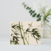 schilderij van oosterse stijl, bamboe-takken briefkaart (Staand voorkant)