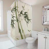 schilderij van oosterse stijl, bamboe-takken douchegordijn (In situ)