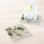 schilderij van oosterse stijl, bamboe-takken glazen onderzetter (Schuin)