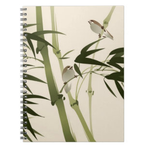 schilderij van oosterse stijl, bamboe-takken notitieboek