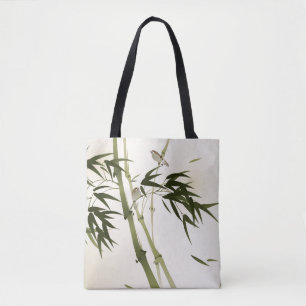 schilderij van oosterse stijl, bamboe-takken tote bag
