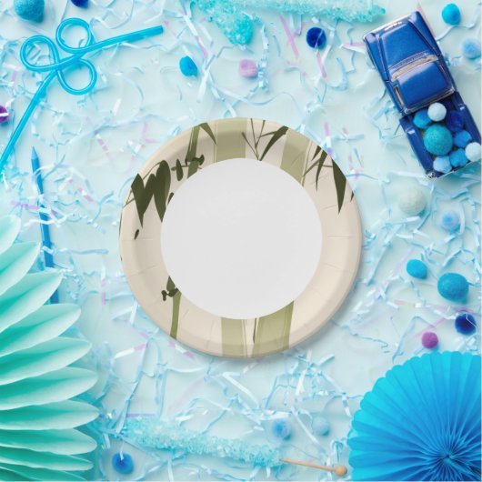 schilderij van oosterse stijl, bamboe vertakkingen papieren bordje (Feest)