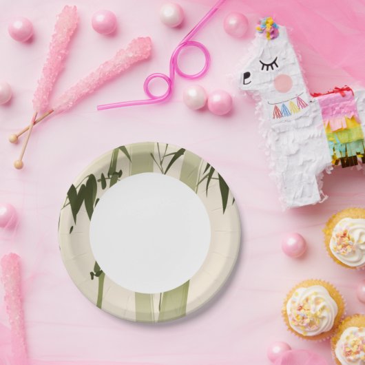 schilderij van oosterse stijl, bamboe vertakkingen papieren bordje (Feest)