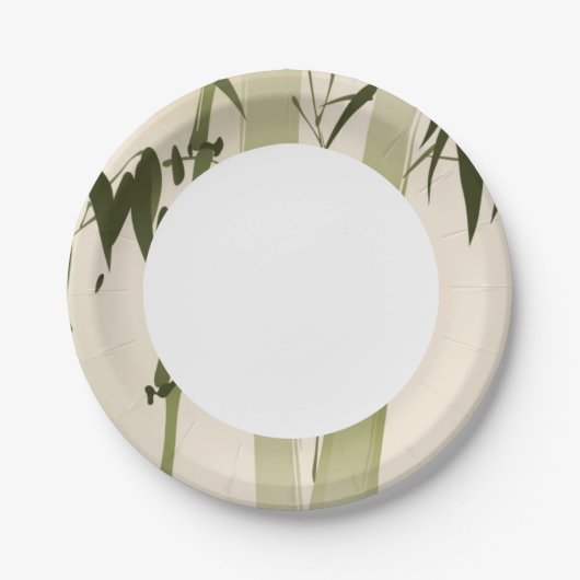 schilderij van oosterse stijl, bamboe vertakkingen papieren bordje (Voorkant)