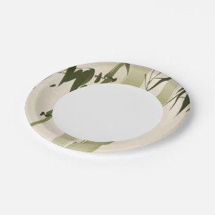 schilderij van oosterse stijl, bamboe vertakkingen papieren bordje