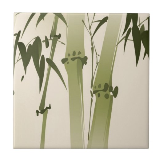 schilderij van oosterse stijl, bamboe vertakkingen tegeltje (Voorkant)