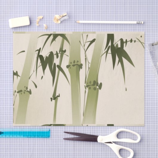 schilderij van oosterse stijl, bamboe vertakkingen tissuepapier (Craft)