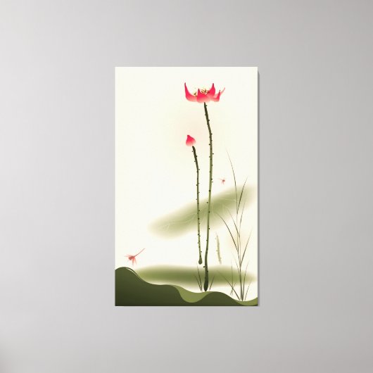 schilderij van oosterse stijl, hoge Lotus Canvas Afdruk (Voorkant)