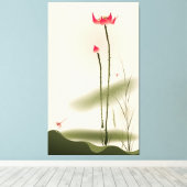 schilderij van oosterse stijl, hoge Lotus Canvas Afdruk (Insitu (Houten vloer))