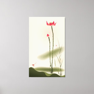 schilderij van oosterse stijl, hoge Lotus Canvas Afdruk