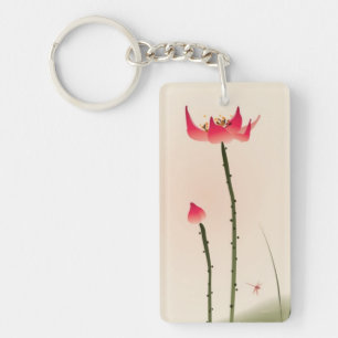 schilderij van oosterse stijl, hoge Lotus Sleutelhanger