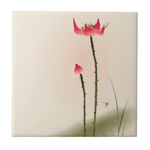 schilderij van oosterse stijl, hoge Lotus Tegeltje