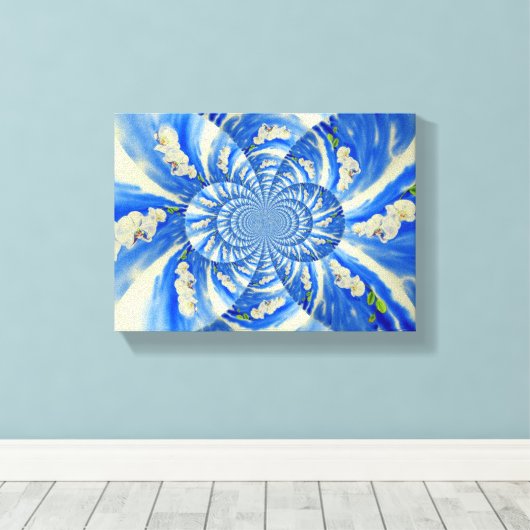 schilderij van Orchid Waterverf, Clouds Mandala Canvas Afdruk (Insitu (Houten vloer))