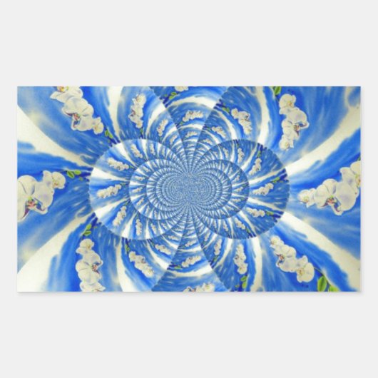 schilderij van Orchid Waterverf, Clouds Mandala Rechthoekige Sticker (Voorkant)