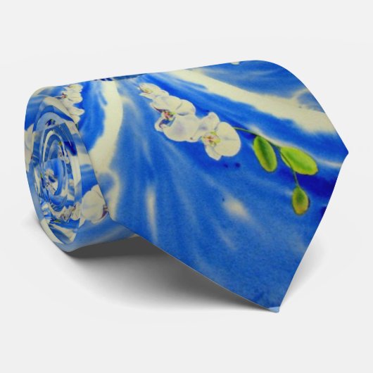 schilderij van Orchid Waterverf, Clouds Mandala Stropdas (Opgerold)