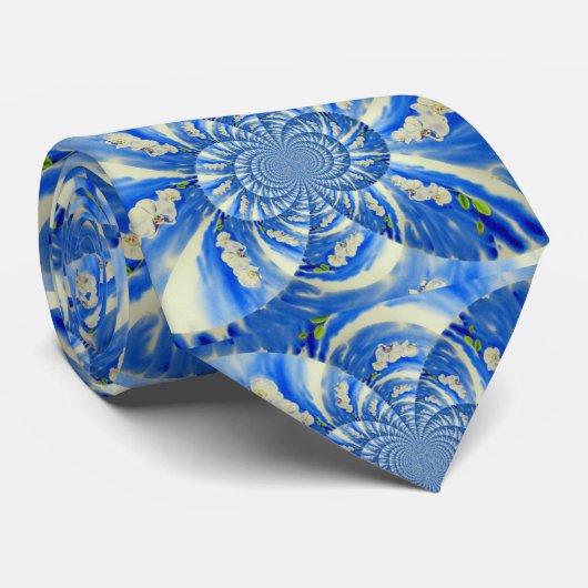 schilderij van Orchid Waterverf, Clouds Mandala Stropdas (Opgerold)