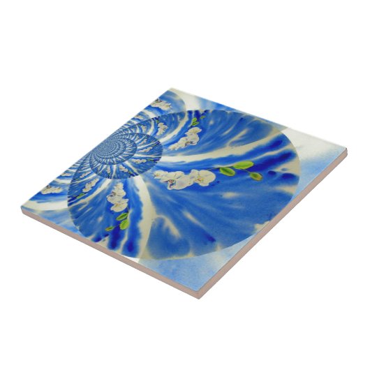 schilderij van Orchid Waterverf, Clouds Mandala Tegeltje (Zijkant)