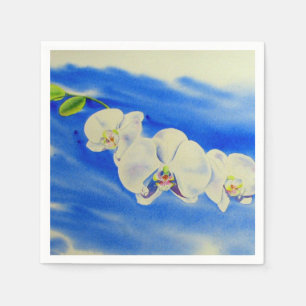 schilderij van orchidee Waterverf, bries, wolken Servetten