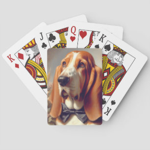 Schilderij van oude Basset Hound Pokerkaarten