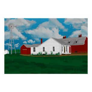 Schilderij van oude boerderij in Michigan Perfect Poster