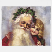 Schilderij van Oude Kerstman met kind Fleece Deken (Voorkant (Horizontaal))