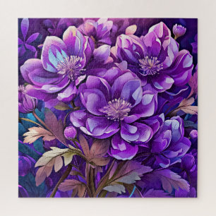 Schilderij van paarse bloemen legpuzzel