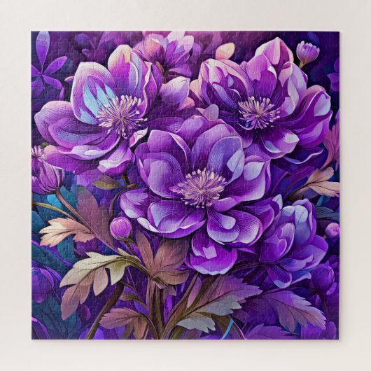 Schilderij van paarse bloemen legpuzzel (Verticaal)