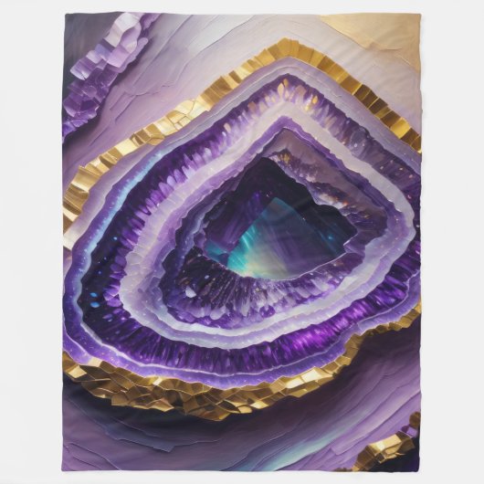 Schilderij van Paarse Edelsteen Geode Fleece Deken (Voorkant)